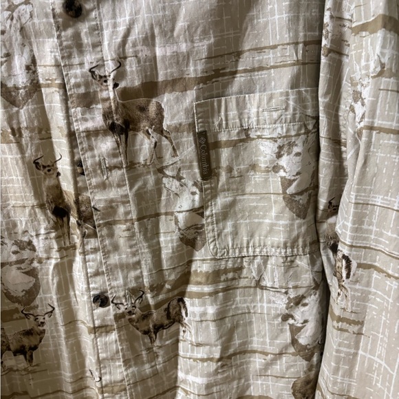 Columbia Tan Casual Button Down Shirt with Striped Pattern - Picture 2 of 5